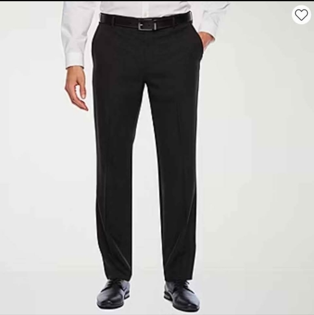 NWT Van Heusen Traveler Premium Non-Iron Black Slim Fit Pants ~36×30